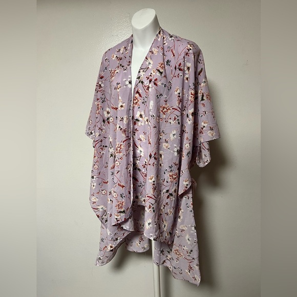 Sweaters - Women’s Open front Floral Cardigan One Size Purple